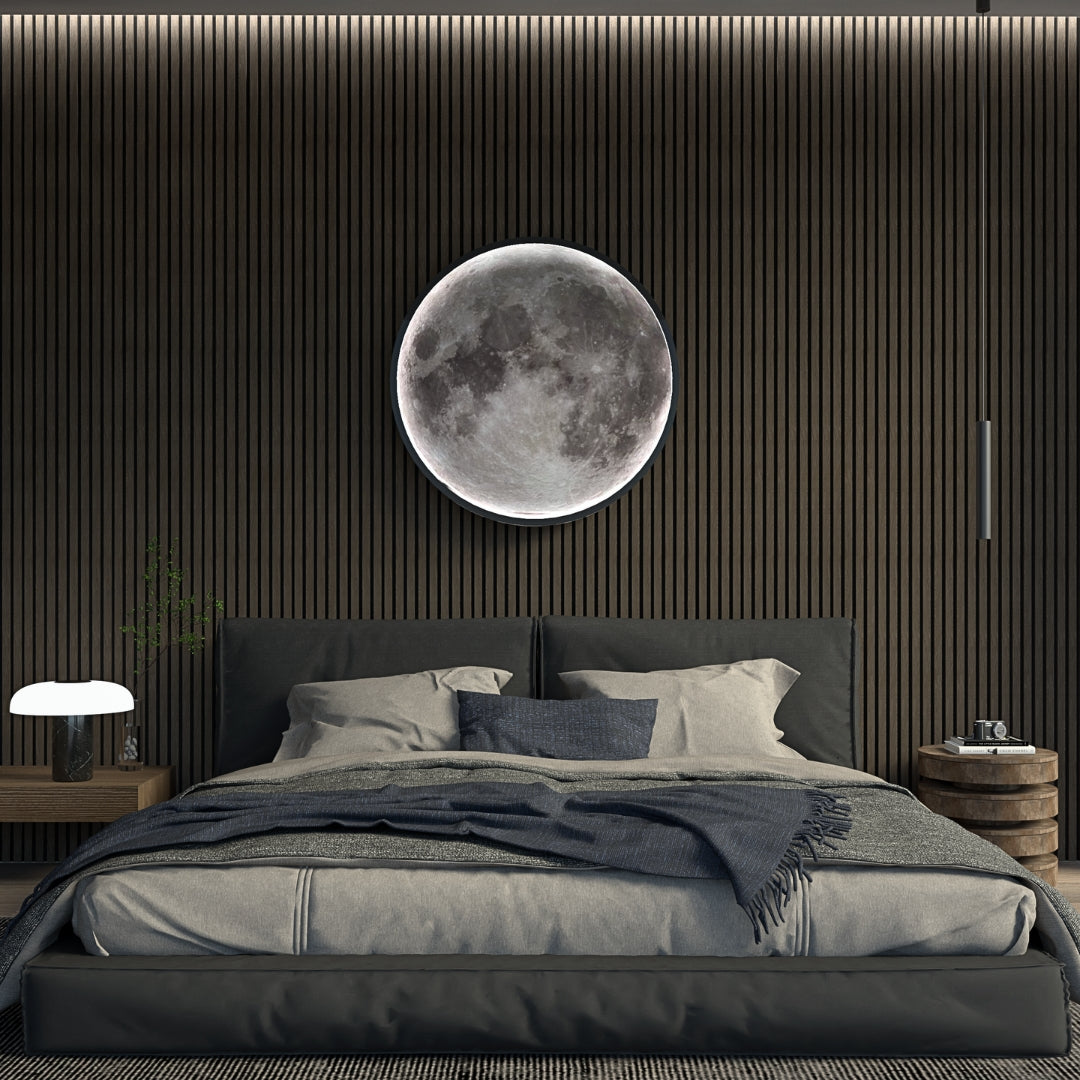 Large Moon Wall Light with Mood Control - Luxury Moonlight Lamp for Bedrooms | Rotating Crescent Moon Sconce