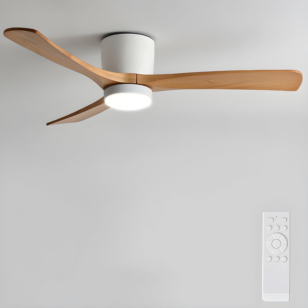 Nordic Wooden Ceiling Fan Light | LED, 6-Speed Control & Minimalist Design for Indoor Spaces (42"/48"/52")