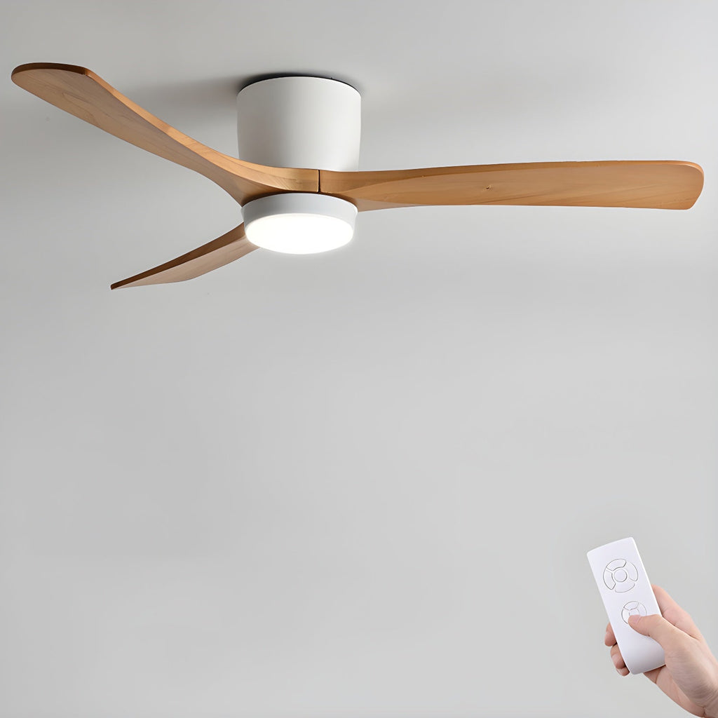 Nordic Wooden Ceiling Fan Light | LED, 6-Speed Control & Minimalist Design for Indoor Spaces (42"/48"/52")