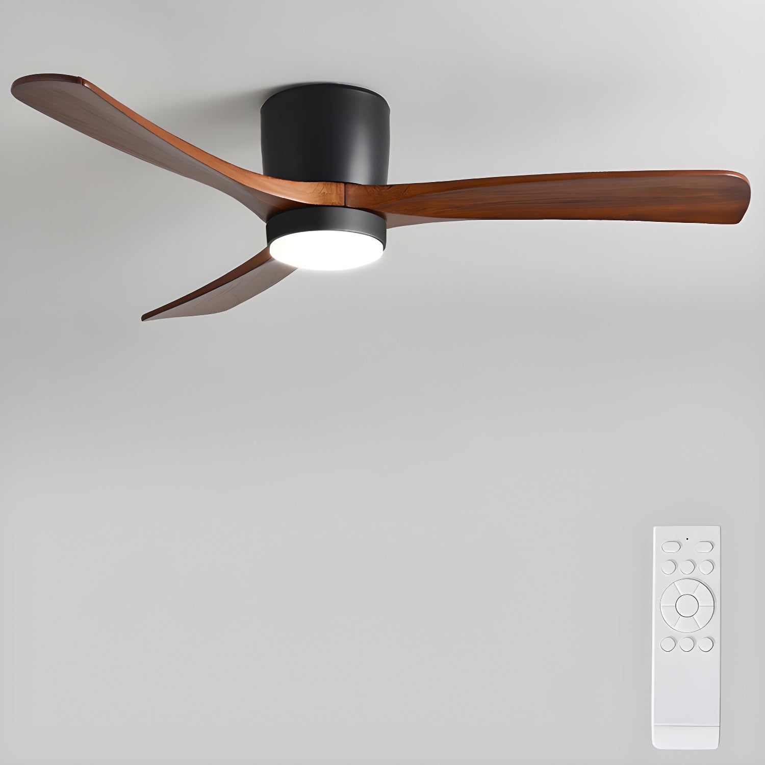 Nordic Wooden Ceiling Fan Light | LED, 6-Speed Control & Minimalist Design for Indoor Spaces (42"/48"/52")
