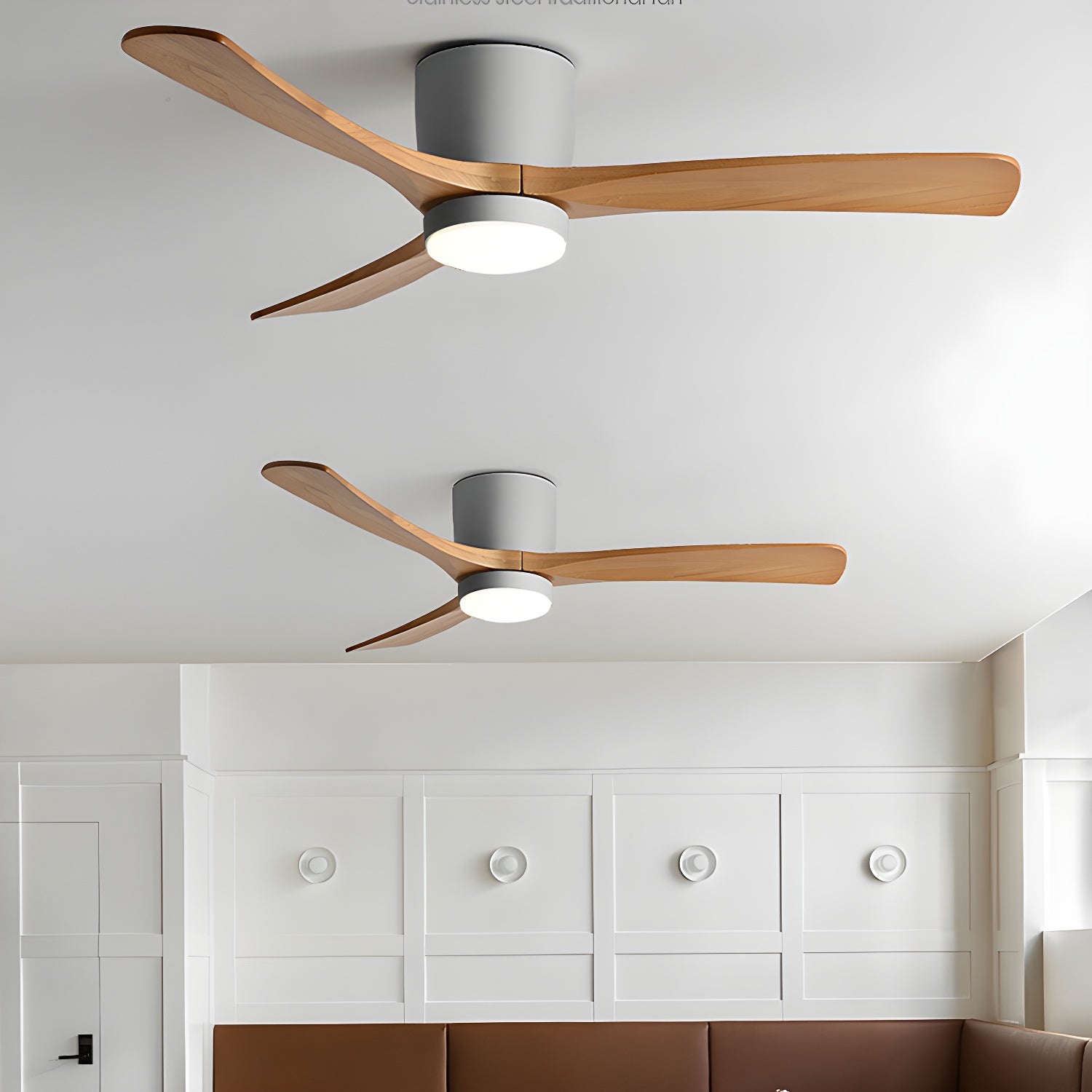 Nordic Wooden Ceiling Fan Light | LED, 6-Speed Control & Minimalist Design for Indoor Spaces (42"/48"/52")