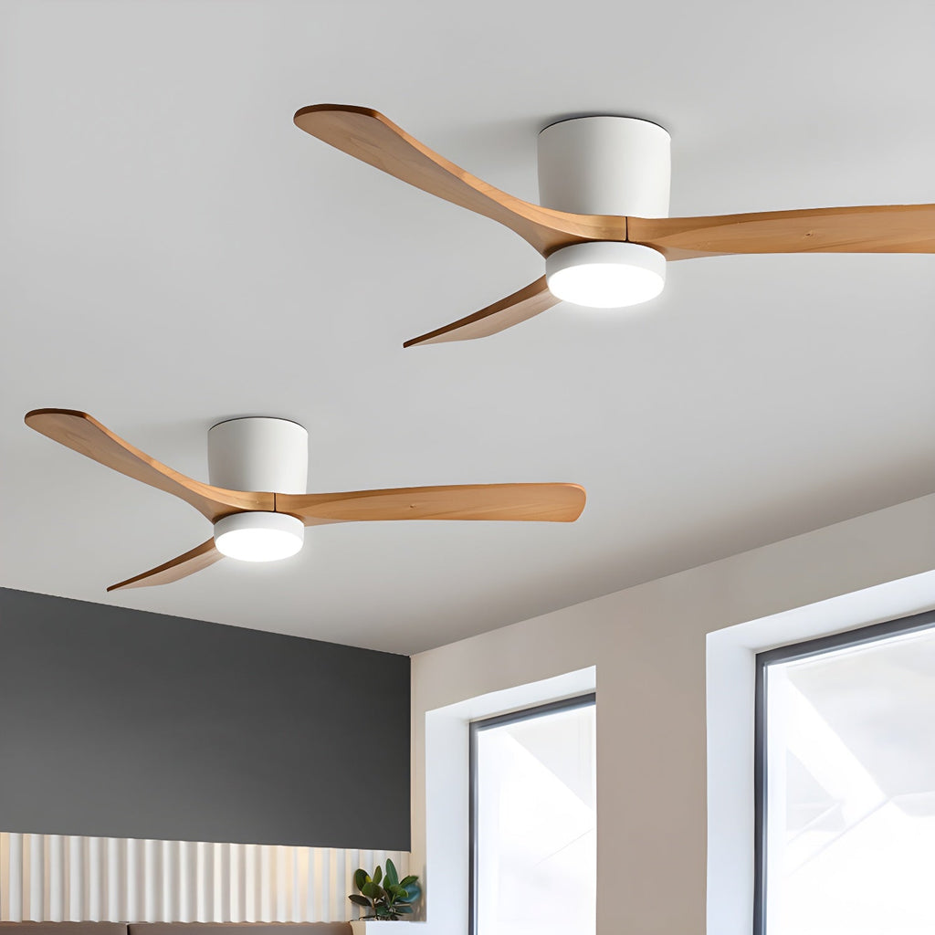 Nordic Wooden Ceiling Fan Light | LED, 6-Speed Control & Minimalist Design for Indoor Spaces (42"/48"/52")