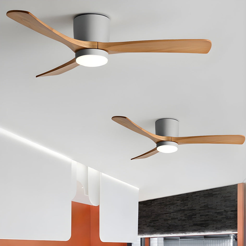 Nordic Wooden Ceiling Fan Light | LED, 6-Speed Control & Minimalist Design for Indoor Spaces (42"/48"/52")