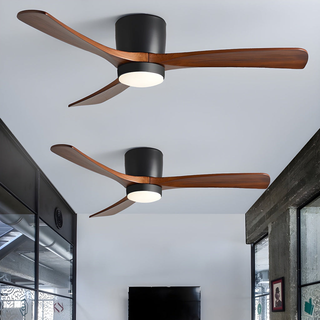 Nordic Wooden Ceiling Fan Light | LED, 6-Speed Control & Minimalist Design for Indoor Spaces (42"/48"/52")