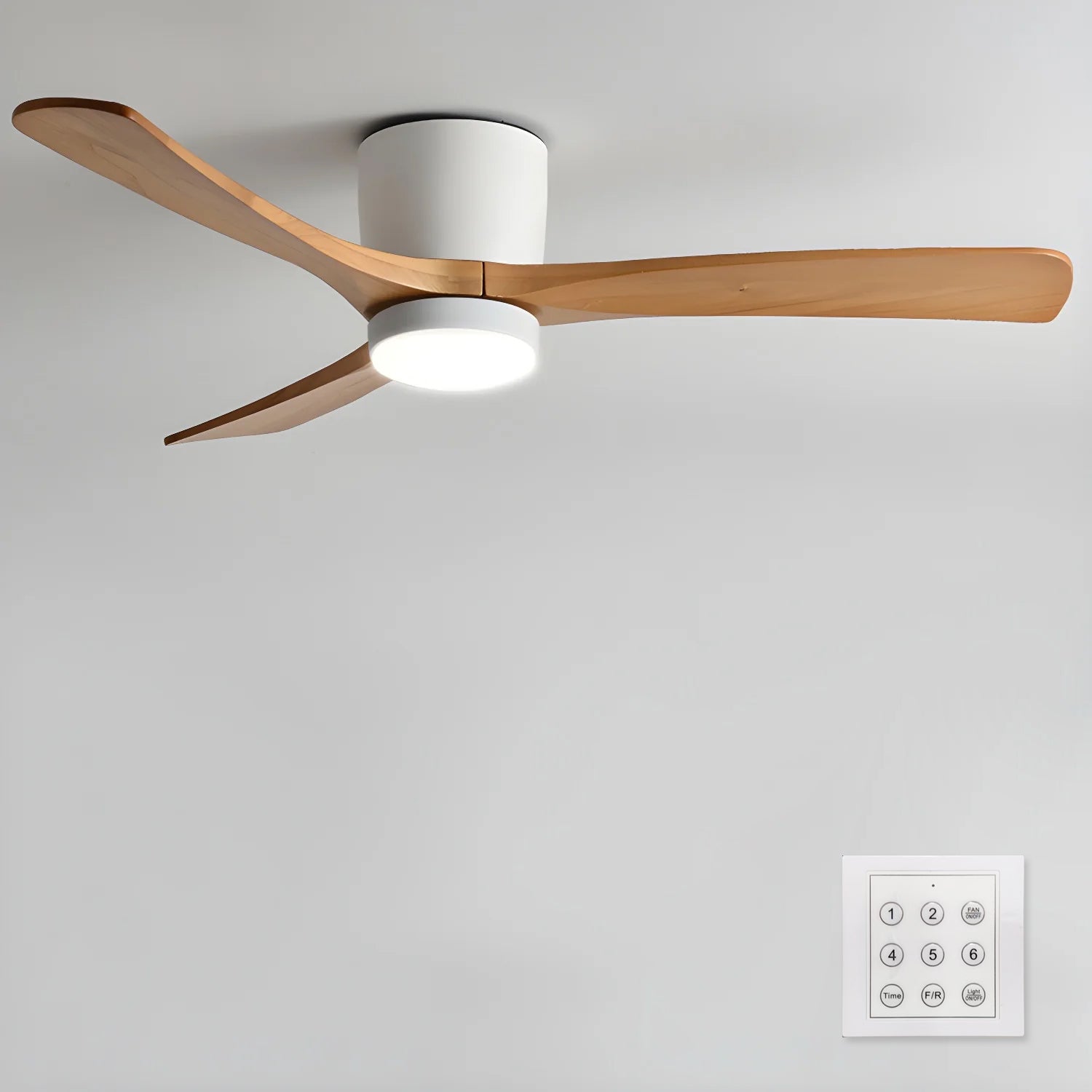 Nordic Wooden Ceiling Fan Light | LED, 6-Speed Control & Ideal for Indoor Spaces, Available in 42", 48", 52" Sizes