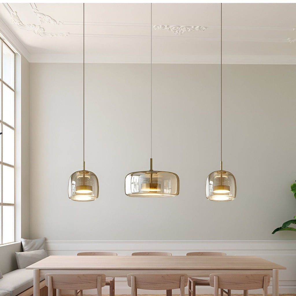Glass LED Pendant Light with Retro Modern Style for Kitchen Island, Dining Room & Interior Hanging Lighting