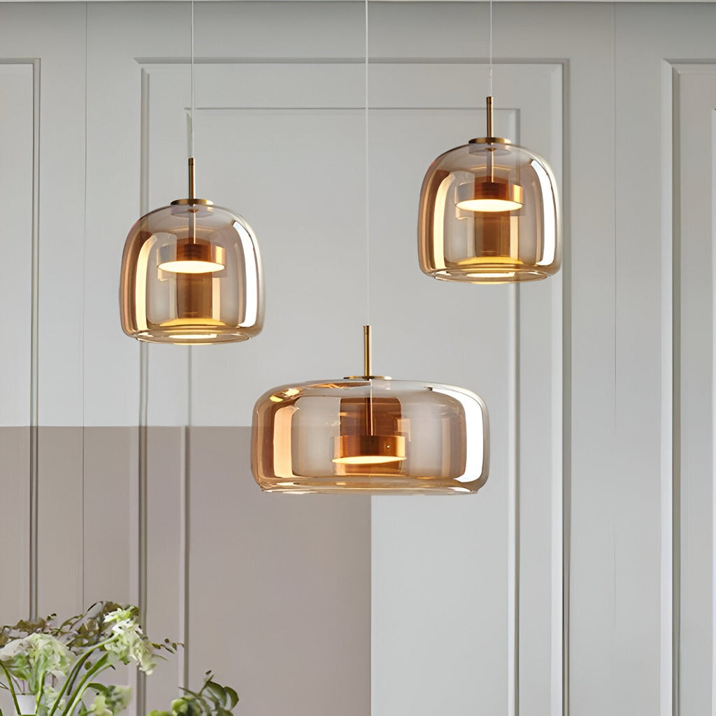 Glass LED Pendant Light with Retro Modern Style for Kitchen Island, Dining Room & Interior Hanging Lighting