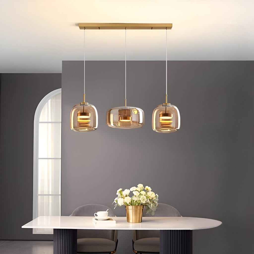 Glass LED Pendant Light with Retro Modern Style for Kitchen Island, Dining Room & Interior Hanging Lighting
