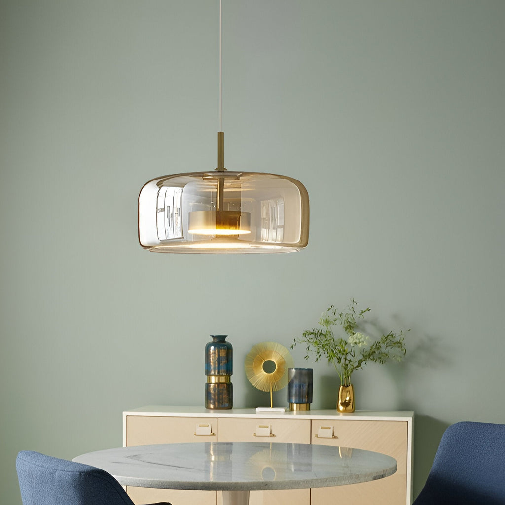 Glass LED Pendant Light with Retro Modern Style for Kitchen Island, Dining Room & Interior Hanging Lighting