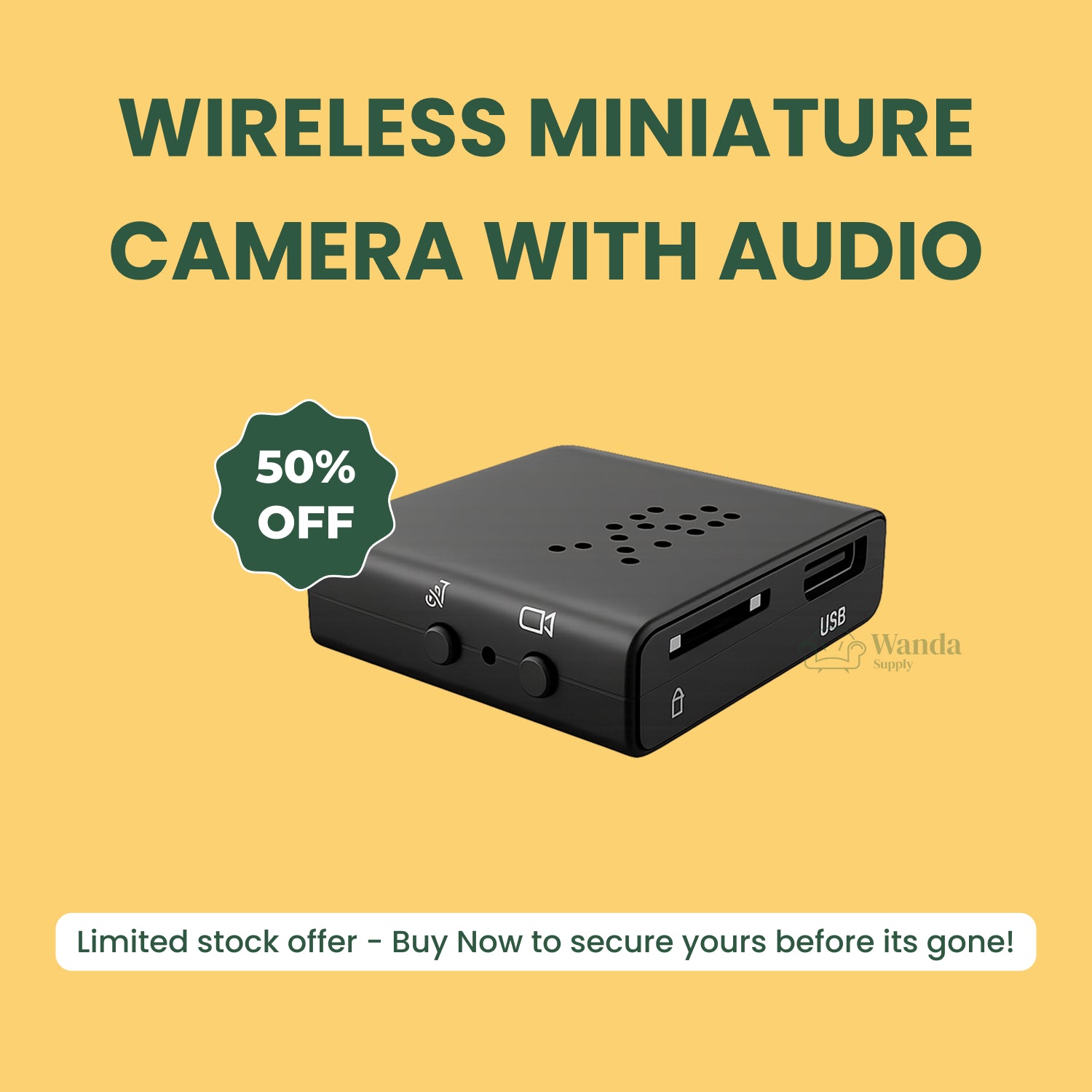 Wireless Miniature Camera with Audio - Surveillance for Home Security & Night Vision