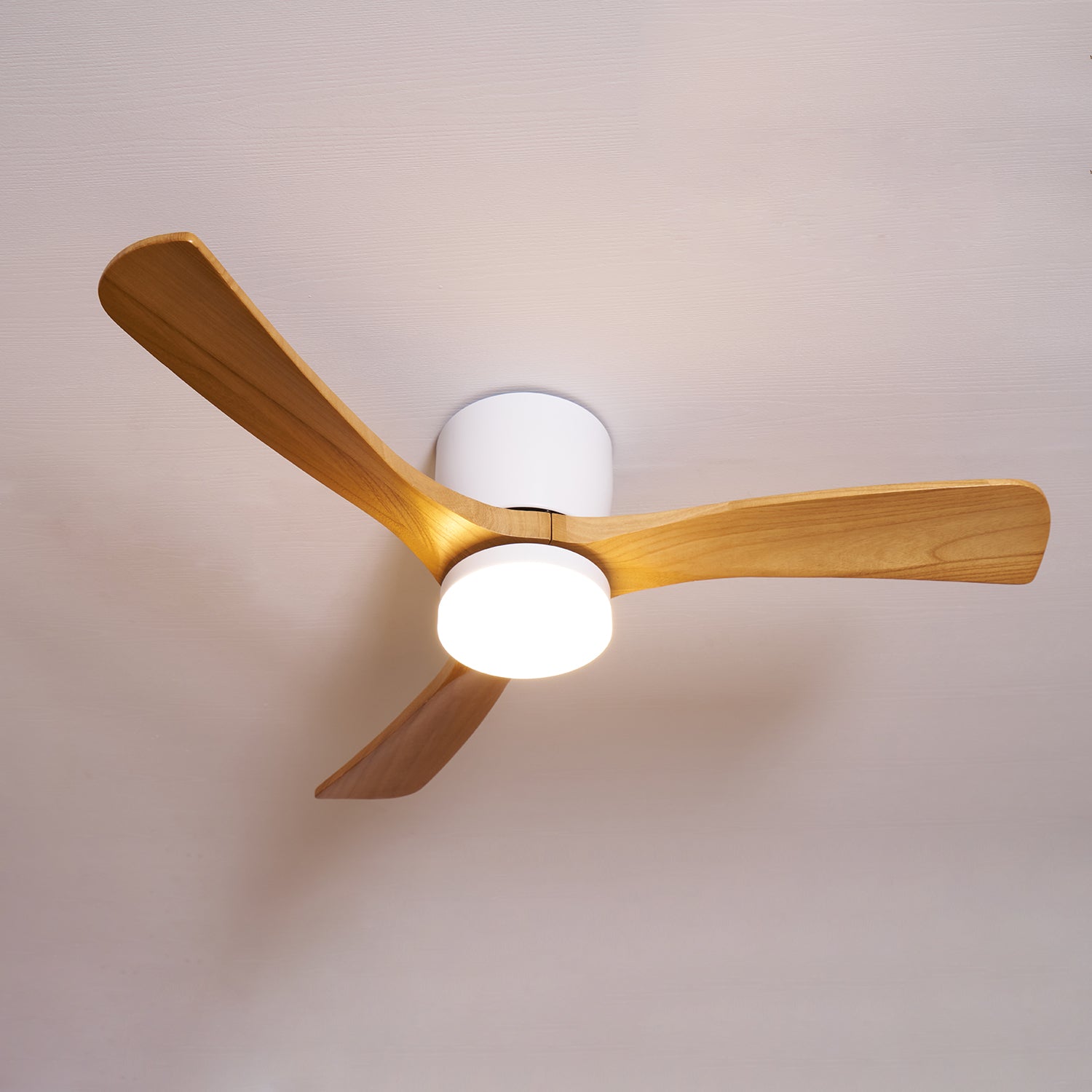 Nordic Wooden Ceiling Fan Light | LED, 6-Speed Control & Minimalist Design for Indoor Spaces (42"/48"/52")