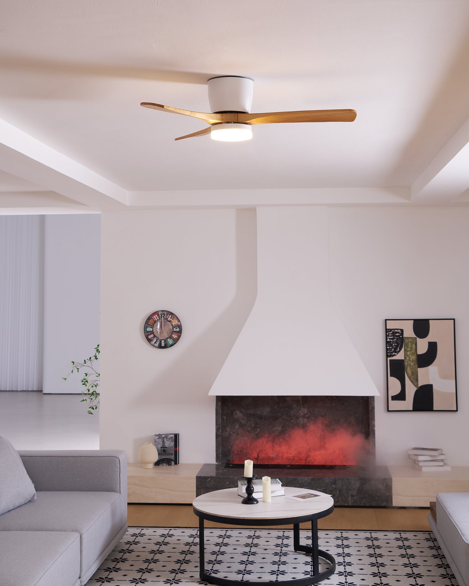 Nordic Wooden Ceiling Fan Light | LED, 6-Speed Control & Ideal for Indoor Spaces, Available in 42", 48", 52" Sizes