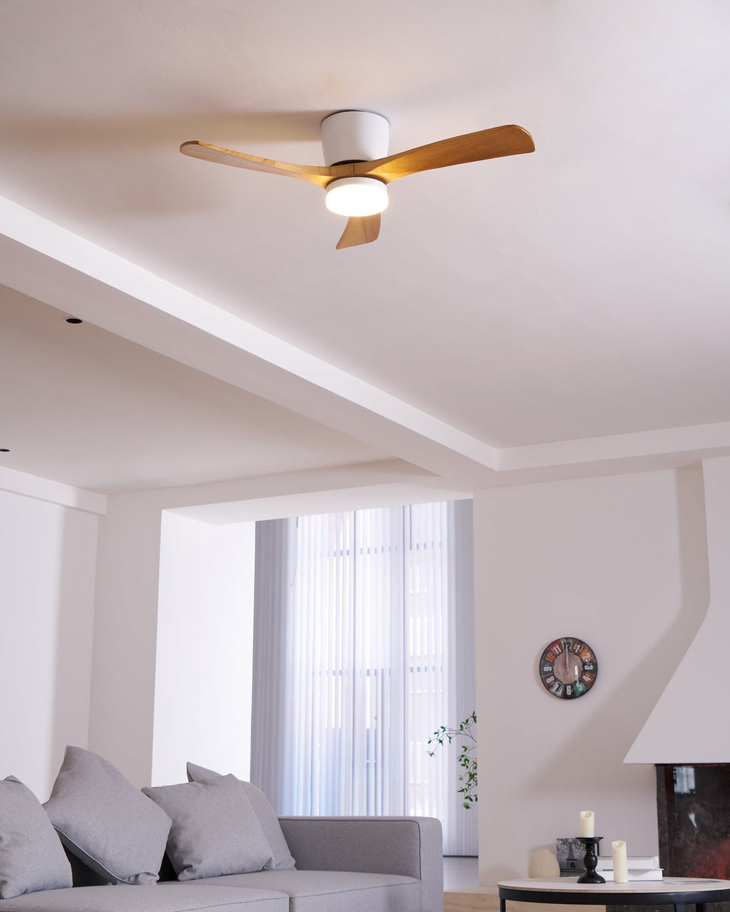 Nordic Wooden Ceiling Fan Light | LED, 6-Speed Control & Ideal for Indoor Spaces, Available in 42", 48", 52" Sizes