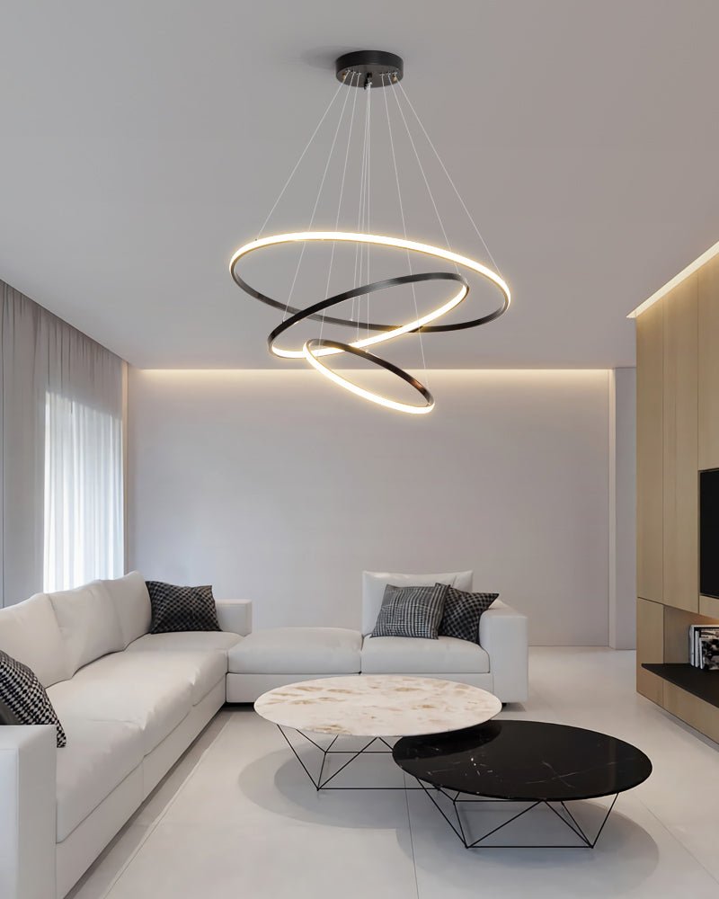 Orrery Rings Chandelier | Integrated LED, Brass Construction & Ideal for Modern Interiors and Luxury Spaces
