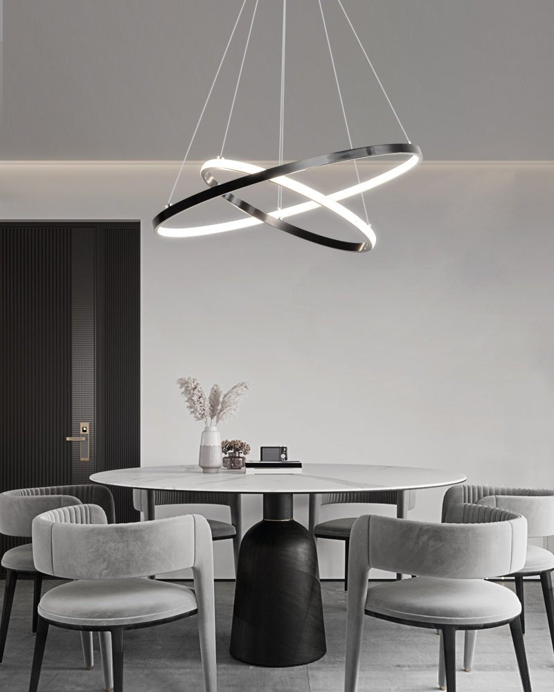Orrery Rings Chandelier | Integrated LED, Brass Construction & Ideal for Modern Interiors and Luxury Spaces