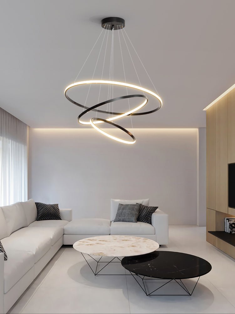 Orrery Rings Chandelier | Integrated LED, Brass Construction & Ideal for Modern Interiors and Luxury Spaces