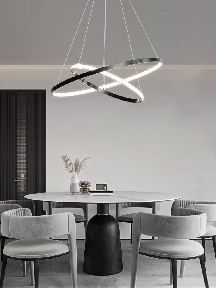 Orrery Rings Chandelier | Integrated LED, Brass Construction & Ideal for Modern Interiors and Luxury Spaces