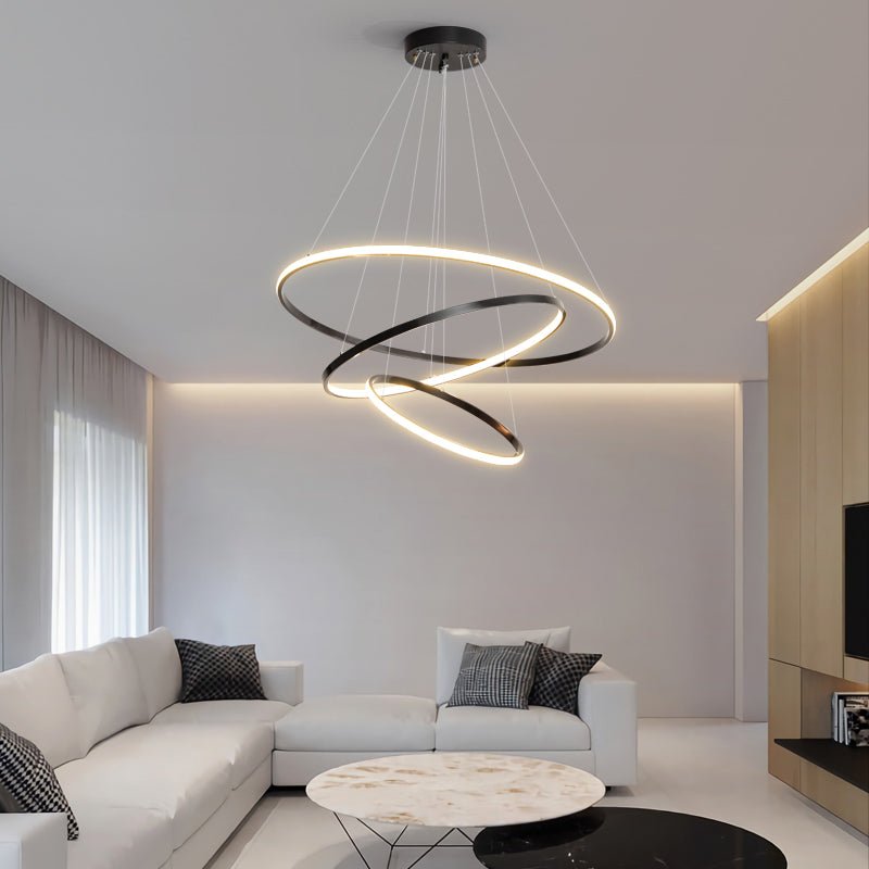 Orrery Rings Chandelier | Integrated LED, Brass Construction & Ideal for Modern Interiors and Luxury Spaces