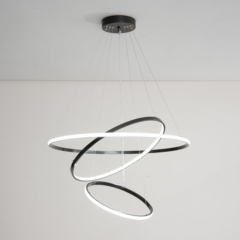 Orrery Rings Chandelier | Integrated LED, Brass Construction & Ideal for Modern Interiors and Luxury Spaces