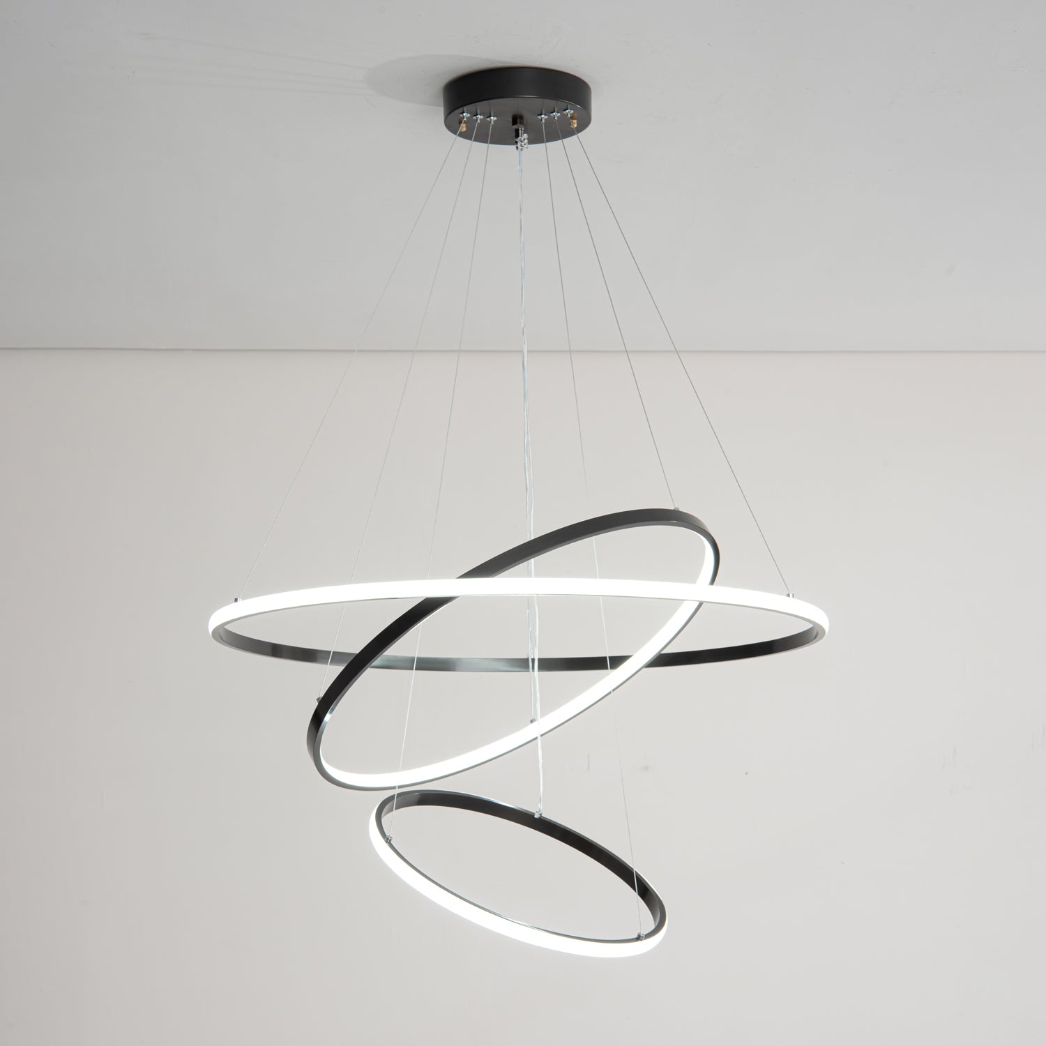 Orrery Rings Chandelier | Integrated LED, Brass Construction & Ideal for Modern Interiors and Luxury Spaces