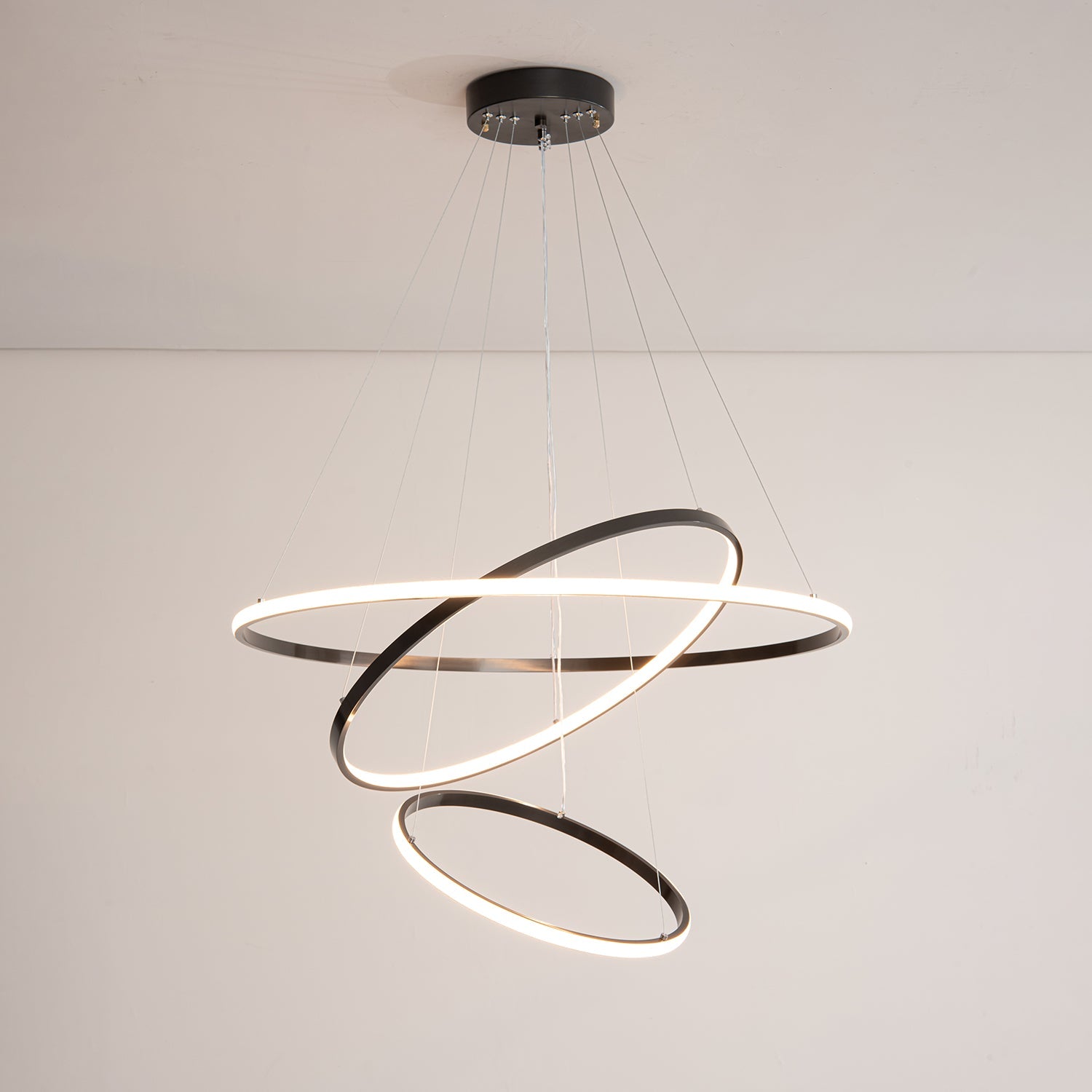 Orrery Rings Chandelier | Integrated LED, Brass Construction & Ideal for Modern Interiors and Luxury Spaces