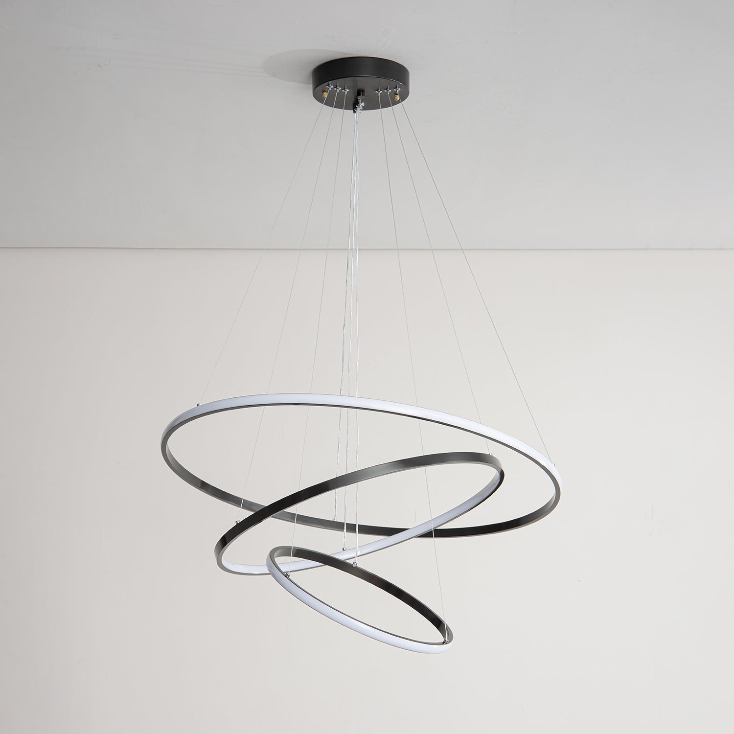 Orrery Rings Chandelier | Integrated LED, Brass Construction & Ideal for Modern Interiors and Luxury Spaces