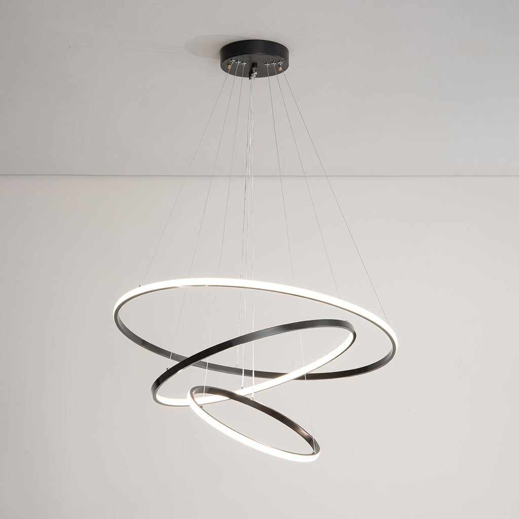 Orrery Rings Chandelier | Integrated LED, Brass Construction & Ideal for Modern Interiors and Luxury Spaces