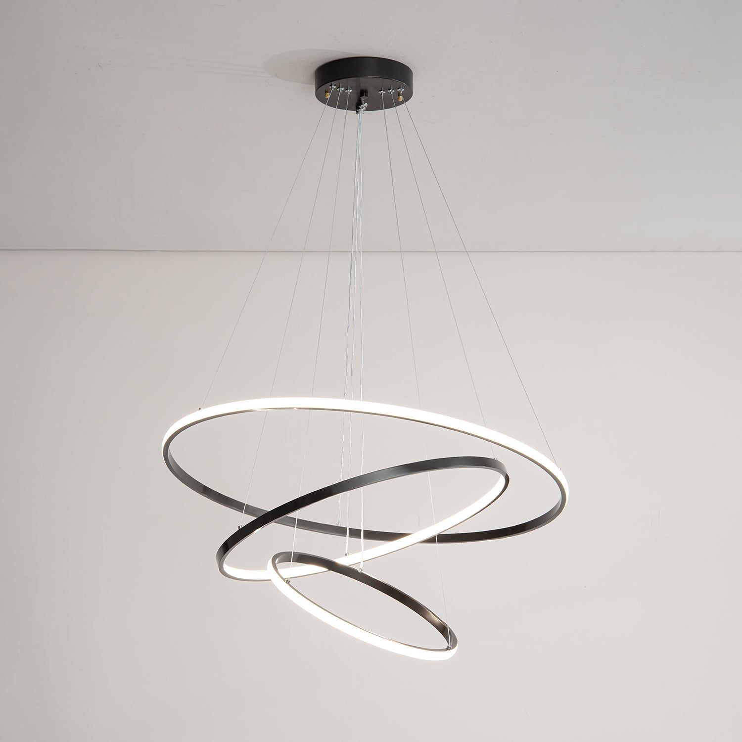 Orrery Rings Chandelier | Integrated LED, Brass Construction & Ideal for Modern Interiors and Luxury Spaces