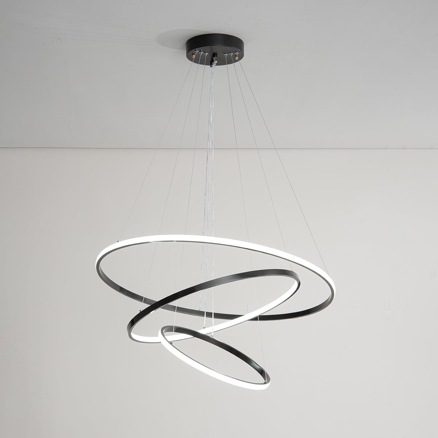 Orrery Rings Chandelier | Integrated LED, Brass Construction & Ideal for Modern Interiors and Luxury Spaces