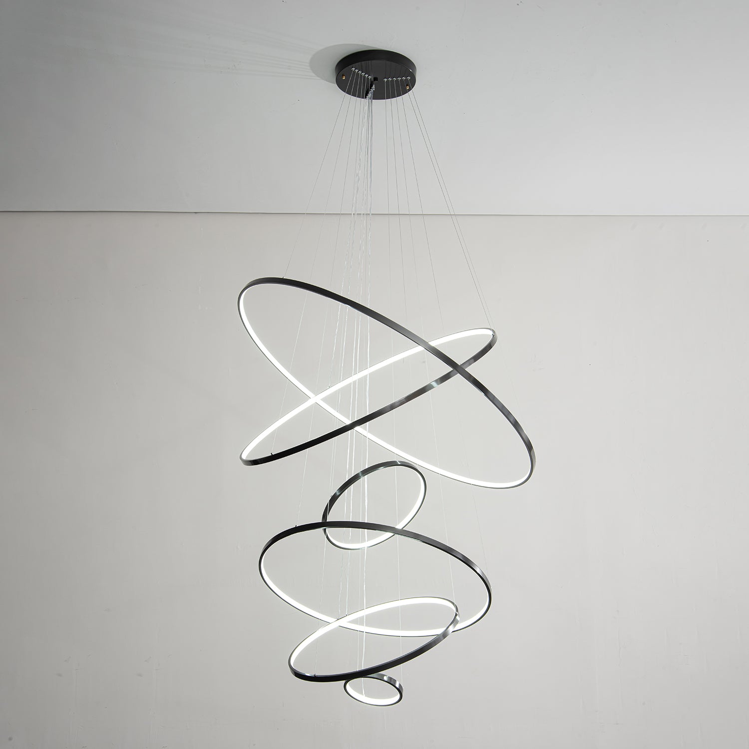 Orrery Rings Chandelier | Integrated LED, Brass Construction & Ideal for Modern Interiors and Luxury Spaces