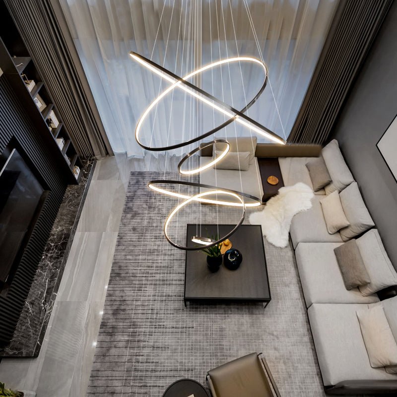 Orrery Rings Chandelier | Integrated LED, Brass Construction & Ideal for Modern Interiors and Luxury Spaces