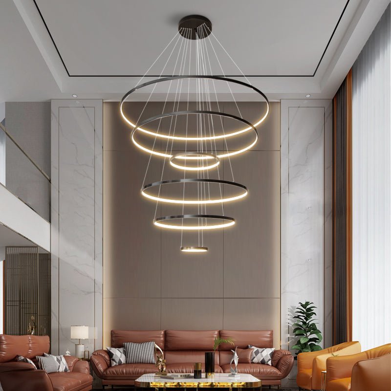 Orrery Rings Chandelier | Integrated LED, Brass Construction & Ideal for Modern Interiors and Luxury Spaces
