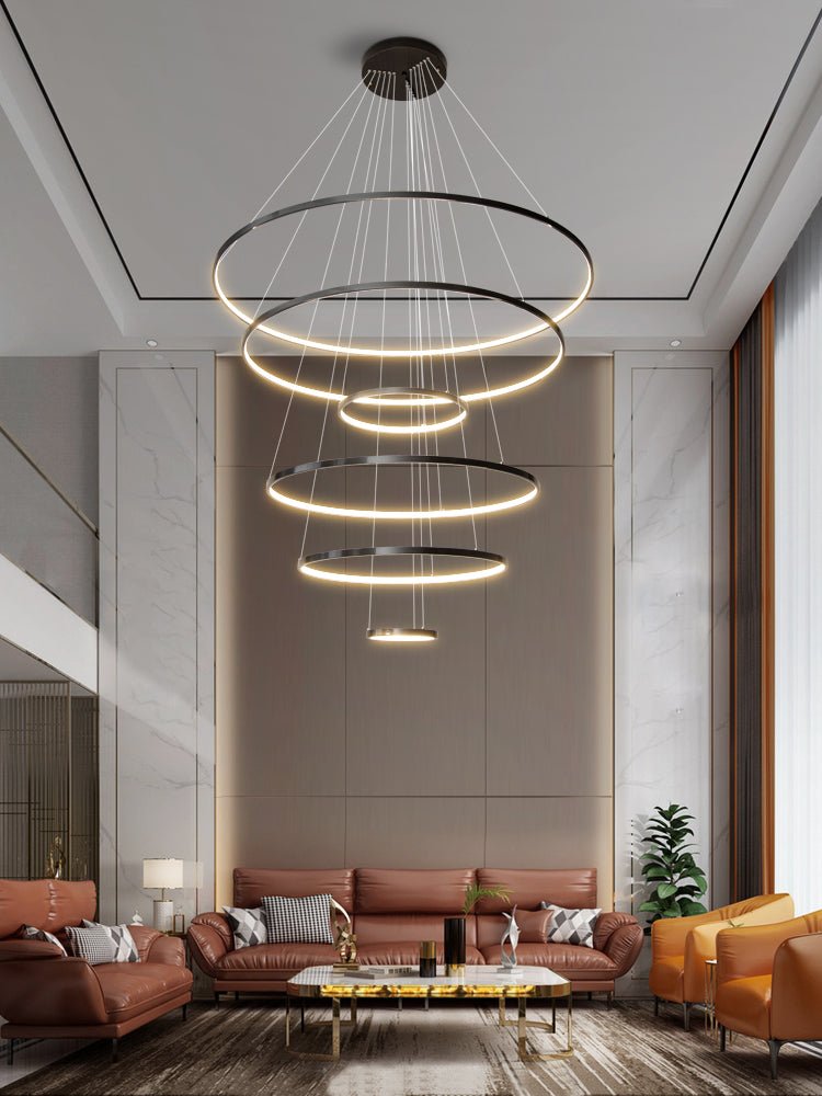 Orrery Rings Chandelier | Integrated LED, Brass Construction & Ideal for Modern Interiors and Luxury Spaces