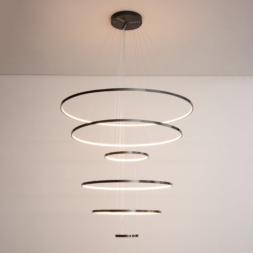 Orrery Rings Chandelier | Integrated LED, Brass Construction & Ideal for Modern Interiors and Luxury Spaces