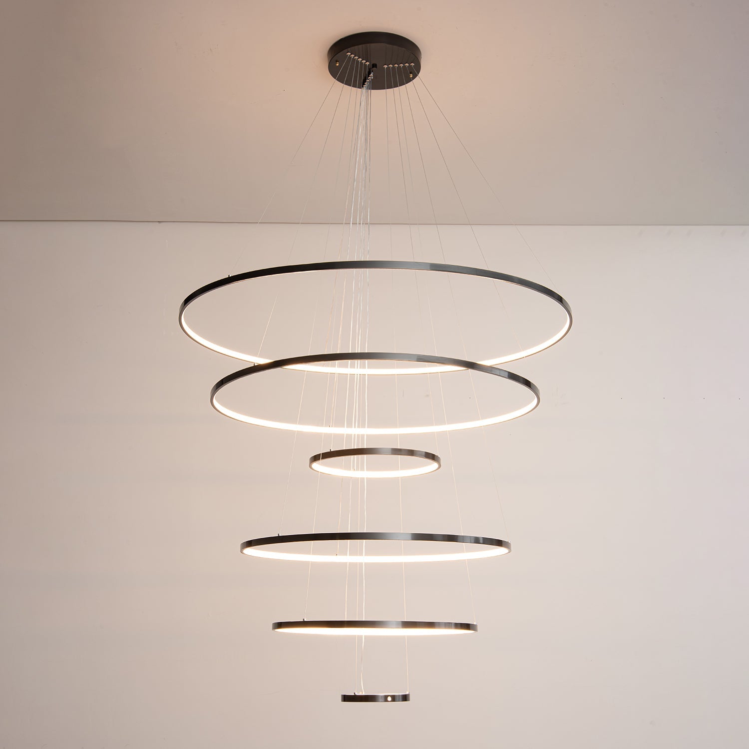 Orrery Rings Chandelier | Integrated LED, Brass Construction & Ideal for Modern Interiors and Luxury Spaces