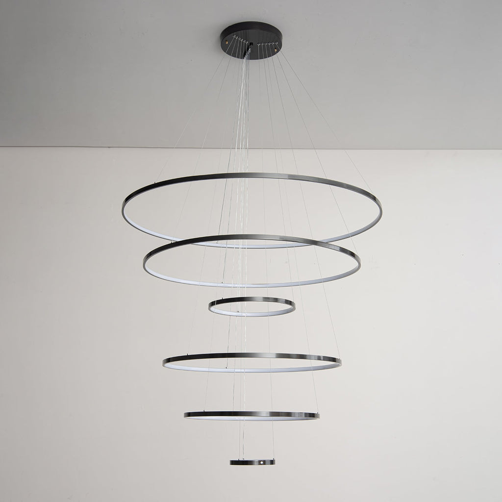 Orrery Rings Chandelier | Integrated LED, Brass Construction & Ideal for Modern Interiors and Luxury Spaces