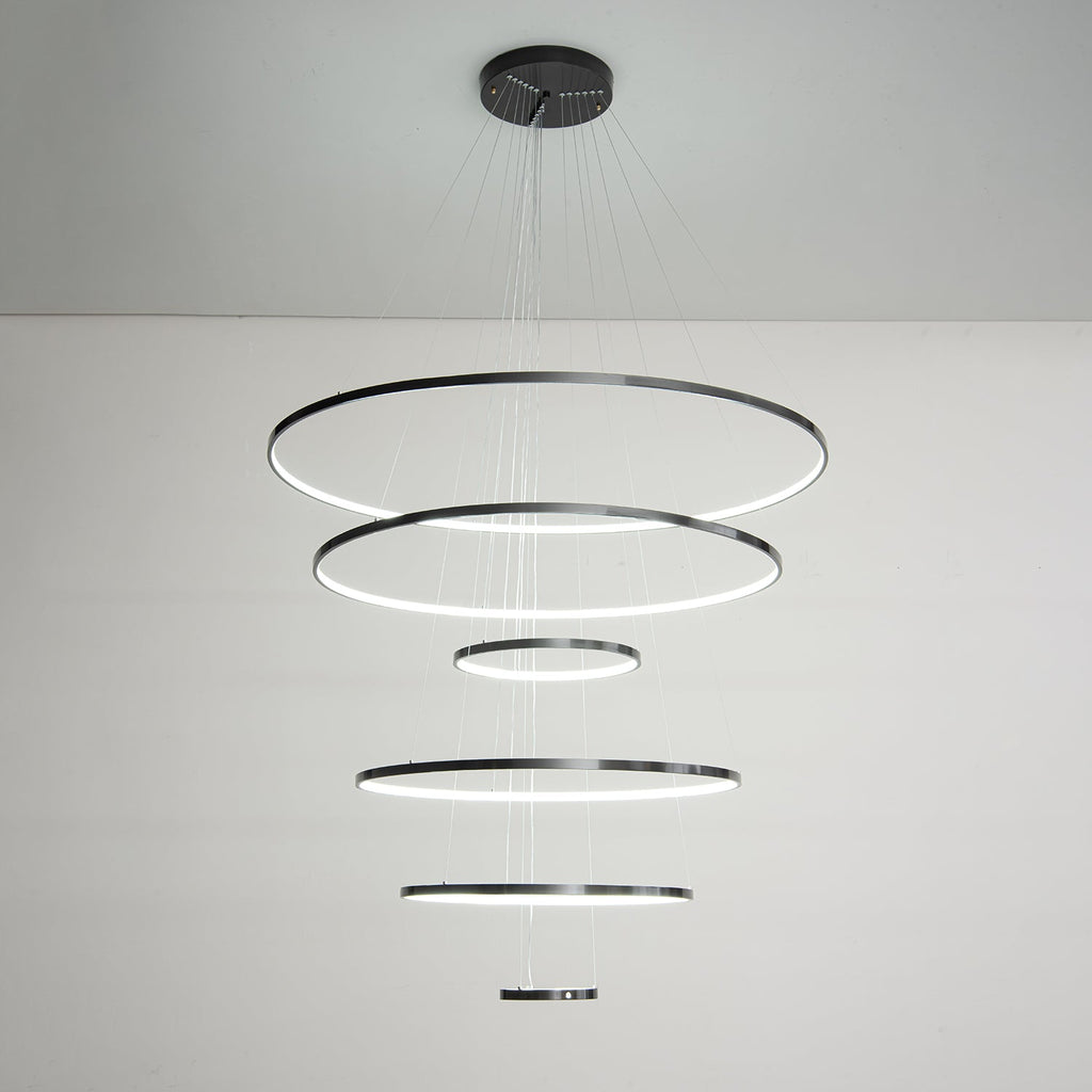 Orrery Rings Chandelier | Integrated LED, Brass Construction & Ideal for Modern Interiors and Luxury Spaces