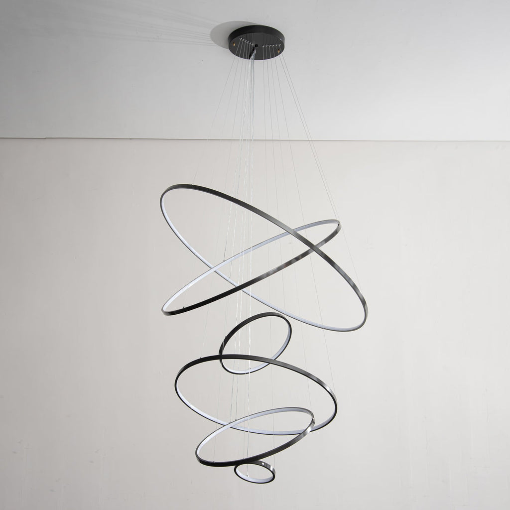 Orrery Rings Chandelier | Integrated LED, Brass Construction & Ideal for Modern Interiors and Luxury Spaces