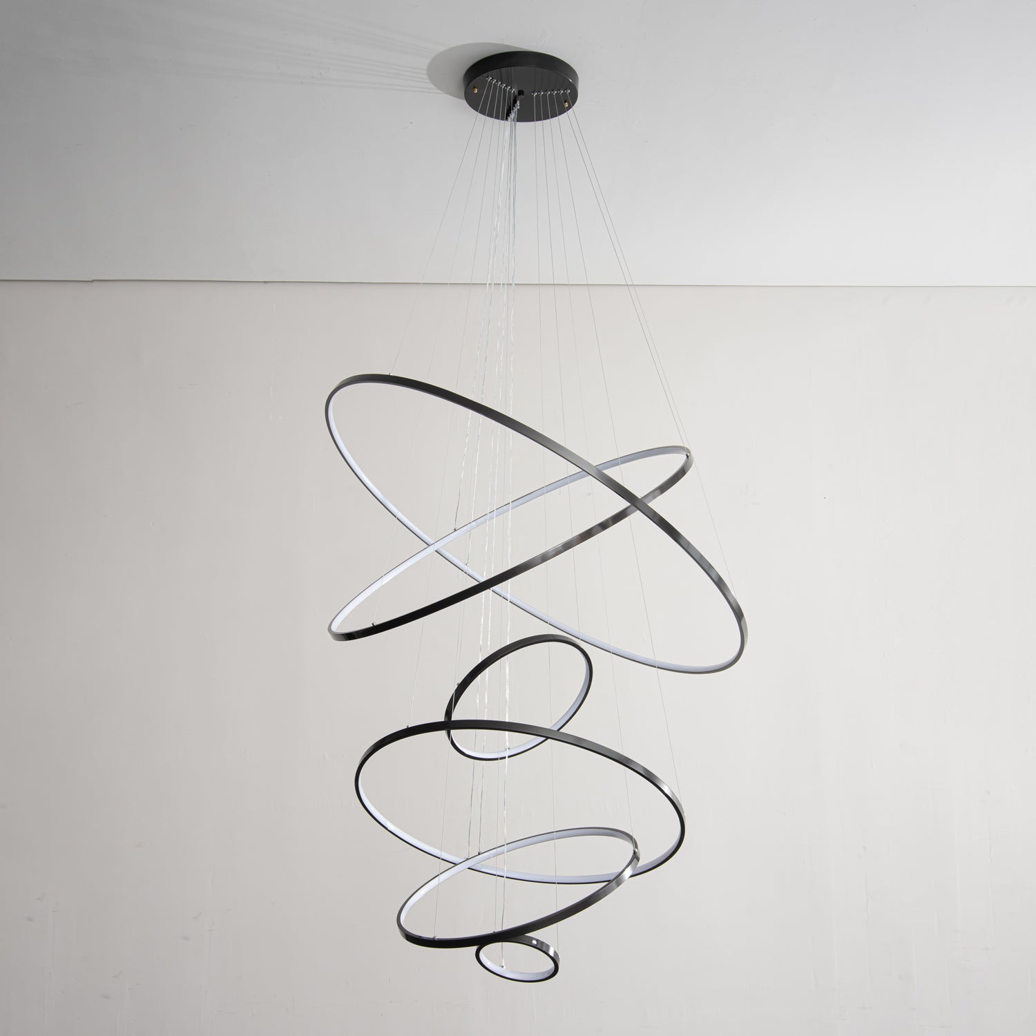 Orrery Rings Chandelier | Integrated LED, Brass Construction & Ideal for Modern Interiors and Luxury Spaces