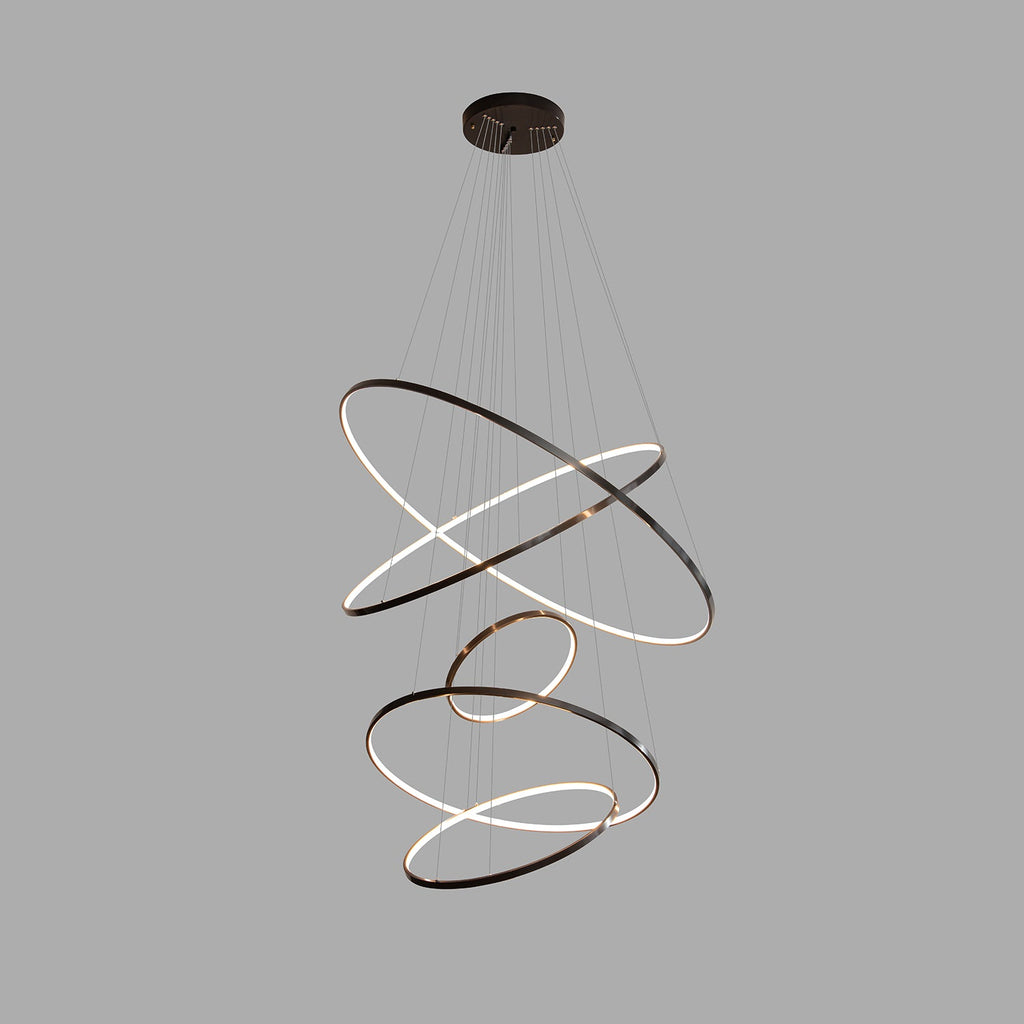 Orrery Rings Chandelier | Integrated LED, Brass Construction & Ideal for Modern Interiors and Luxury Spaces