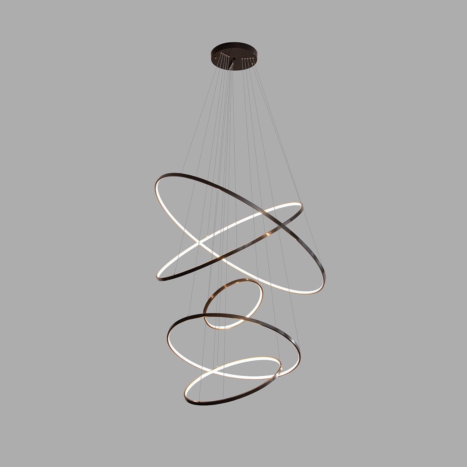 Orrery Rings Chandelier | Integrated LED, Brass Construction & Ideal for Modern Interiors and Luxury Spaces