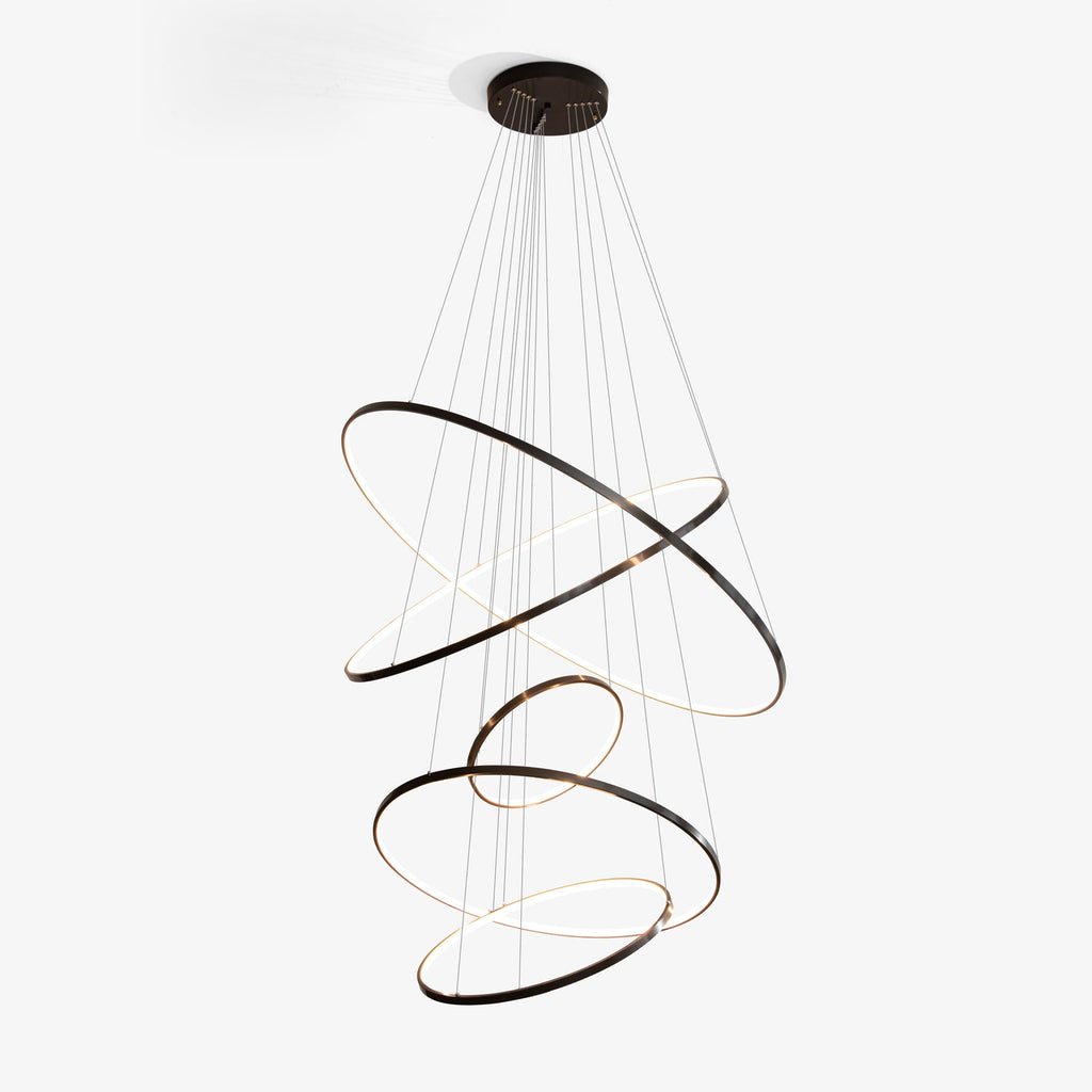 Orrery Rings Chandelier | Integrated LED, Brass Construction & Ideal for Modern Interiors and Luxury Spaces