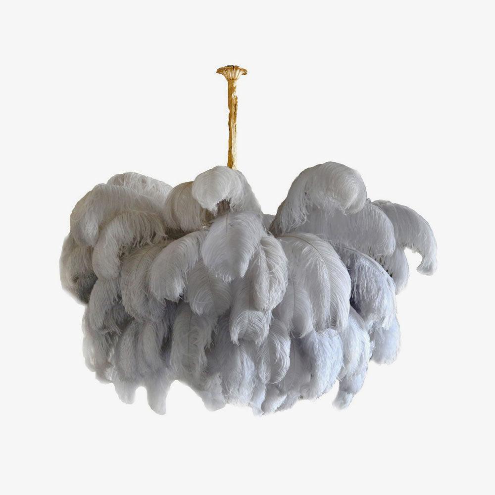Extra Large Ostrich Feather Chandelier | Opulent Brass Base & Ideal for Luxury Indoor Spaces