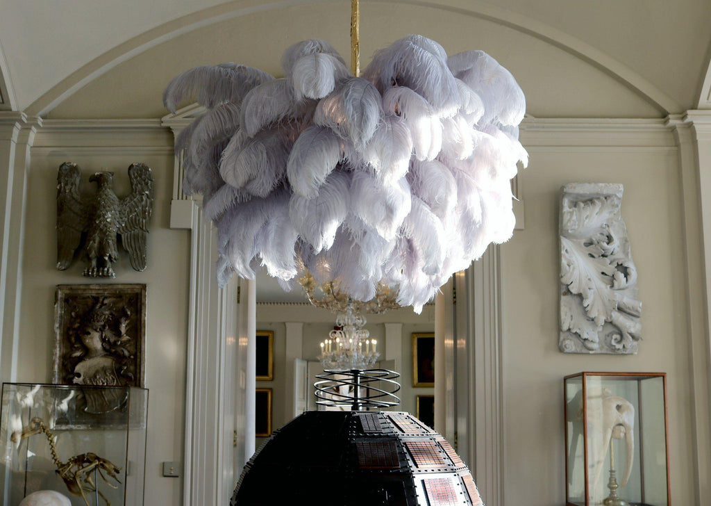 Extra Large Ostrich Feather Chandelier | Opulent Brass Base & Ideal for Luxury Indoor Spaces