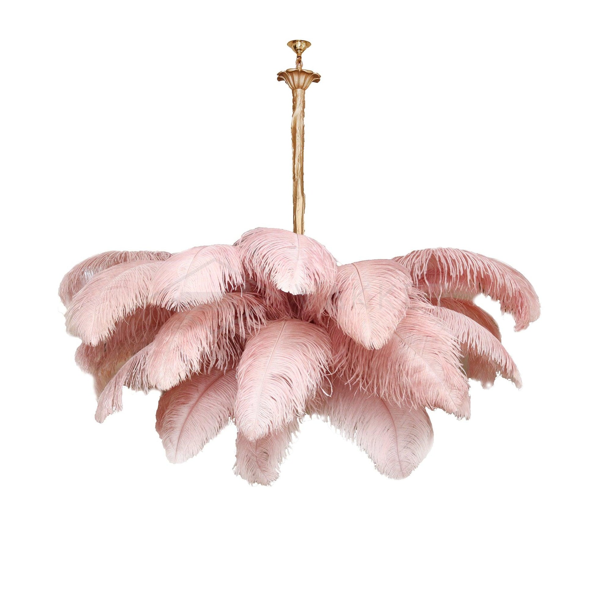 Extra Large Ostrich Feather Chandelier | Opulent Brass Base & Ideal for Luxury Indoor Spaces