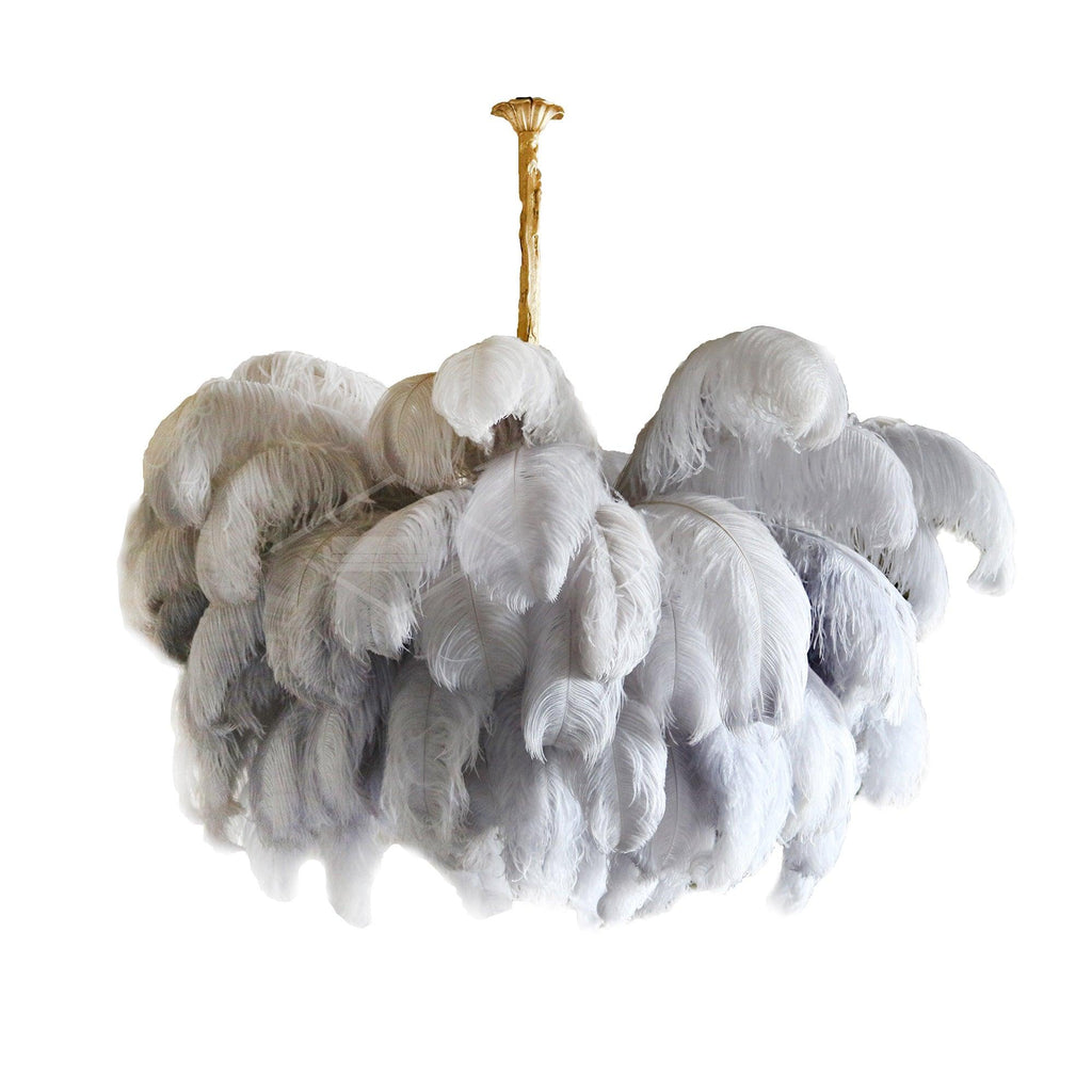 Extra Large Ostrich Feather Chandelier | Opulent Brass Base & Ideal for Luxury Indoor Spaces