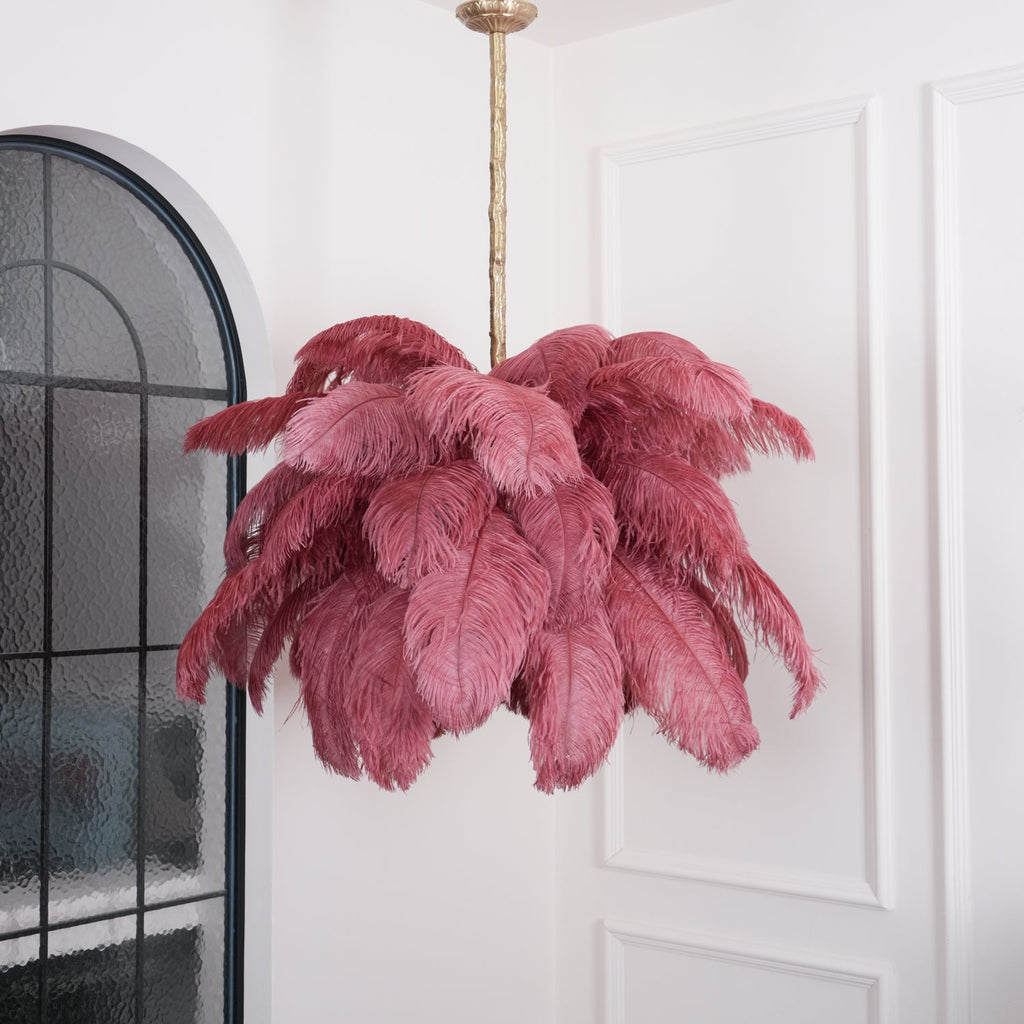 Extra Large Ostrich Feather Chandelier | Opulent Brass Base & Ideal for Luxury Indoor Spaces