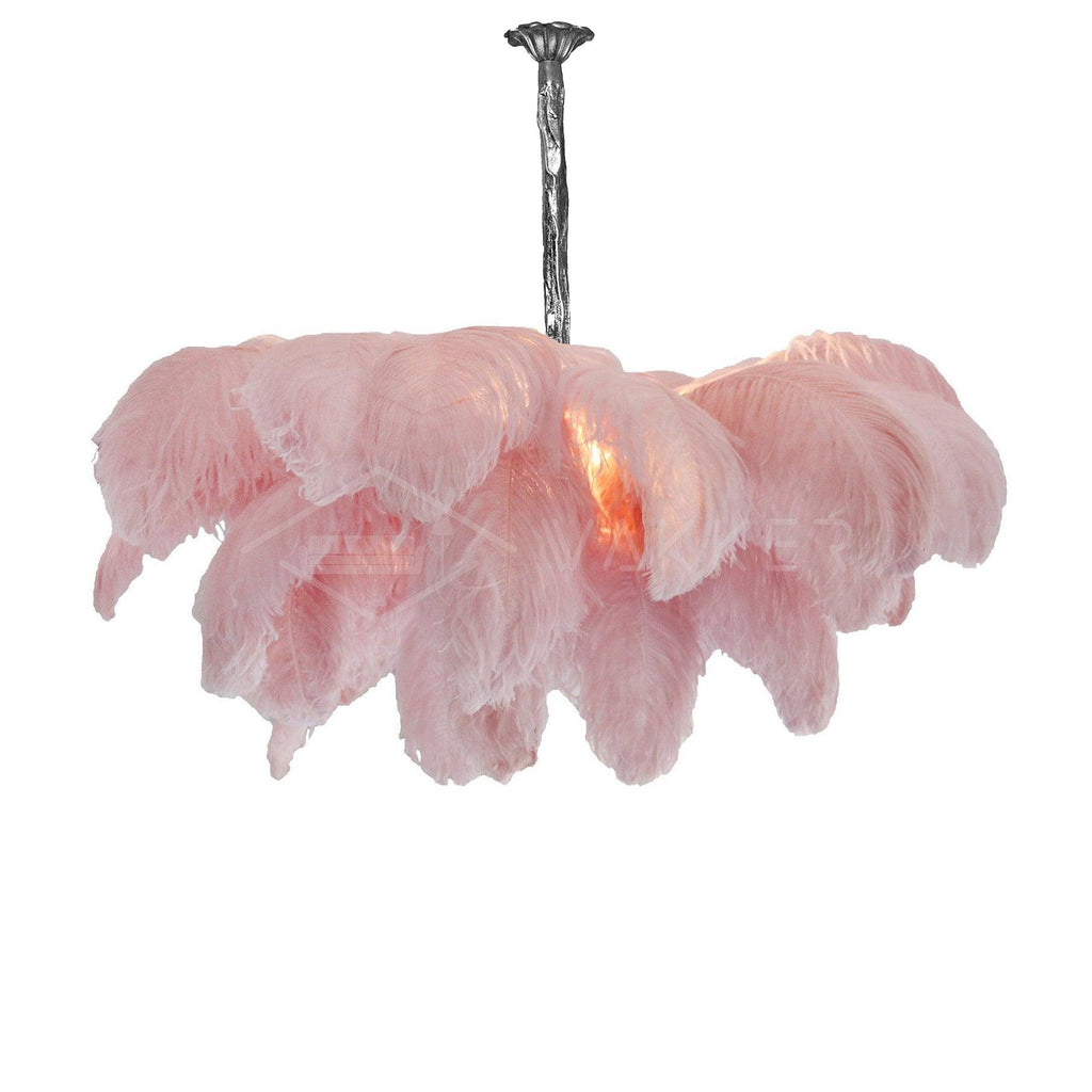 Extra Large Ostrich Feather Chandelier | Opulent Brass Base & Ideal for Luxury Indoor Spaces