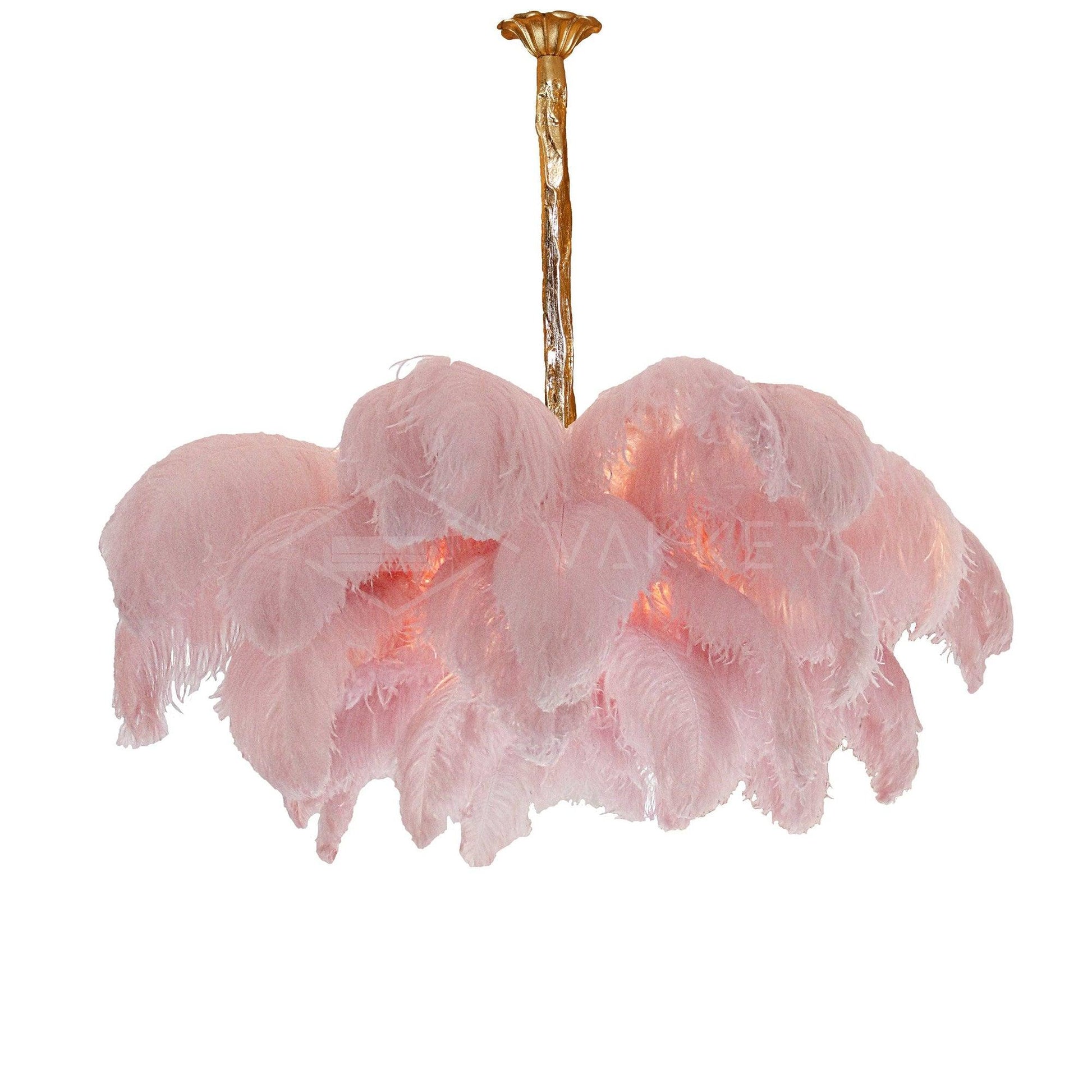 Extra Large Ostrich Feather Chandelier | Opulent Brass Base & Ideal for Luxury Indoor Spaces