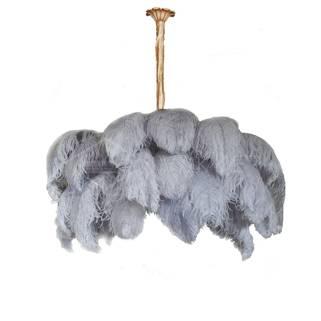 Extra Large Ostrich Feather Chandelier | Opulent Brass Base & Ideal for Luxury Indoor Spaces